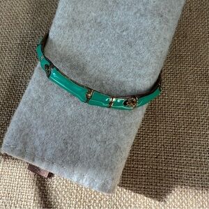 Kate spade bright green bamboo hinged bangle circle bracelet gold tone quirky